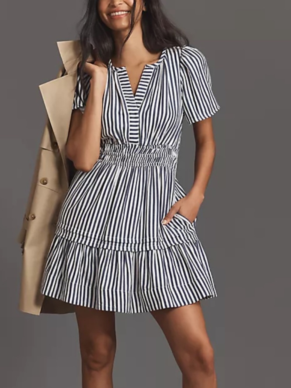 Anthropologie somerset mini fit & flare cotton dress striped coastal sz s